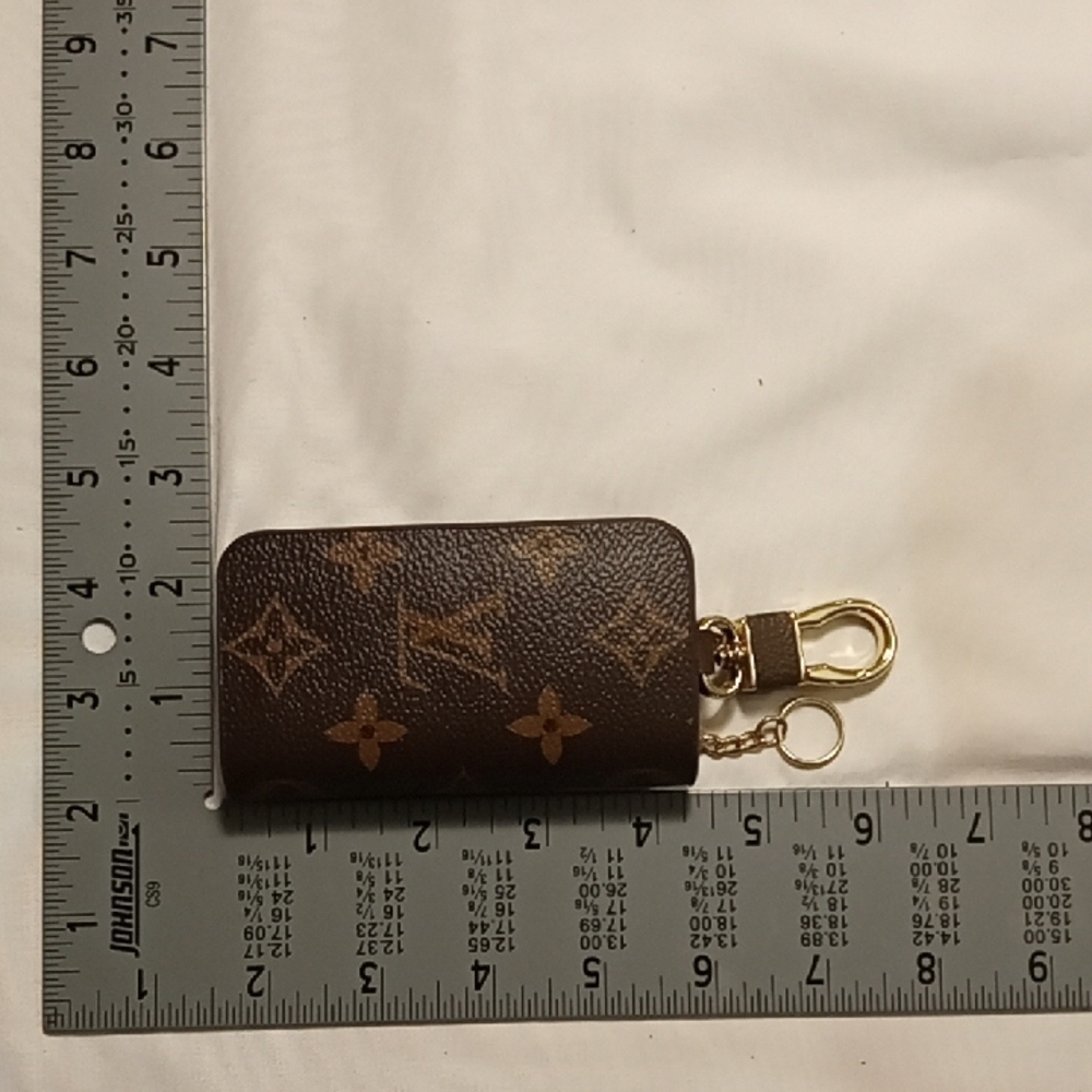Classic Brown Monogram Key Pouch with Gold Hardware